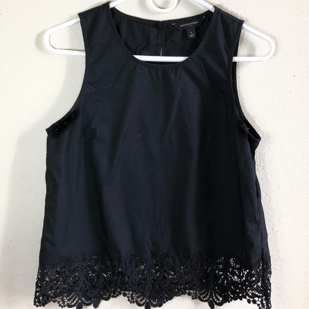 black tank top with lace detail